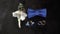 Blue bowtie, cufflinks, rings and boutonniere