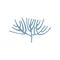 Blue branching coral. Ocean flora. Tropical underwater plant. Marine life. Aquarium decorative element. Flat vector with