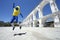 Blue Brazilian Football Player Jumping at Lapa Rio