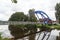 Blue Bridge crossing the river Regen in the town of Cham, Germany