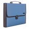Blue briefcase of plastic for documents, briefcase closed, white background