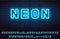 Blue bright bold nice attractive neon font set. collection of vector letters numerals signs symbols icons.
