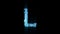 Blue brilliants or frozen ice letter L on black backdrop, isolated - object 3D rendering