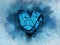 Blue broken heart in blue background