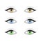 Blue brown green Eyes on white background. Woman eyes. The eyes logo. Human set eyes close up vector illustration