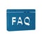 Blue Browser FAQ icon isolated on transparent background. Internet communication protocol.