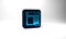 Blue Browser window icon isolated on grey background. Blue square button. 3d illustration 3D render