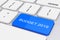 Blue Budget 2019 Key on White PC Keyboard. 3d Rendering
