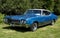 Blue Buick Skylark classic car on display at a classic car show in Wales