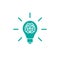 Blue bulb with brain and rays flat icon. Isolated on white. New business idea. smart, clever, creative symbol
