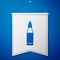 Blue Bullet icon isolated on blue background. White pennant template. Vector