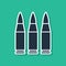 Blue Bullet icon isolated on green background. Vector