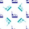 Blue Bumper car icon isolated seamless pattern on white background. Amusement park. Childrens entertainment playground