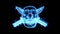 Blue Burning Skull Animated Logo Loopable Graphic Element V3