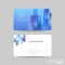 blue business card template with rectangle shape graphic element on blue background.