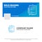 Blue Business Logo Template for Contract, check, Business, done, clip board. Facebook Timeline Banner Design. vector web banner