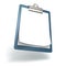 Blue business office clip board and paper on white