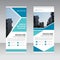 Blue Business Roll Up Banner flat design template ,Abstract Geometric banner Vector illustration