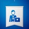 Blue Businessman icon isolated on blue background. Business avatar symbol user profile icon. Male user sign. White
