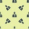 Blue Businessman or stock market trader icon isolated seamless pattern on yellow background. Vector Illustration