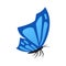 Blue butterfly - modern flat design single isolated object