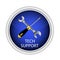 Blue button technical support. Wrench and screwdriver. Vector