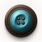 a blue button with three brown buttons on it\\\'s side