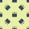 Blue Cable car icon isolated seamless pattern on yellow background. Funicular sign. Vector