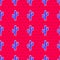 Blue Cactus icon isolated seamless pattern on red background. Vector