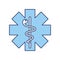 Blue caduceus medical shield