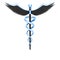 Blue caduceus medical symbol