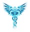 Blue Caduceus Symbol on white background