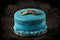 Blue cake with a mustache. International Men's Day, Father's Day celebration. Generative AI.