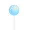 Blue Cake pop with heart shapes sprinkles. Vector illustration in realistic style