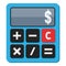 Blue Calculator Flat Icon Isolated on White