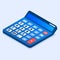 Blue calculator icon, isometric style