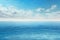 Blue calm sea landscape background with clouds, seascape ocean sea horizon, generated ai