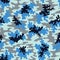 Blue Camo Vector Seamless Pattern. Fashion Marine Camouflage Background.
