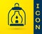 Blue Camping lantern icon isolated on yellow background. Vector