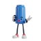 blue can of soft drink cartoon character talking on smarthphone