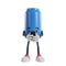 blue can of soft drink cartoon character Typing Message on the Smartphone