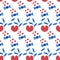 Blue candy wrappers and love on it. seamless pattern