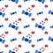 Blue candy wrappers and love on it. seamless pattern