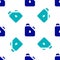 Blue Canister for flammable liquids icon isolated seamless pattern on white background. Oil or biofuel, explosive