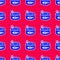 Blue Canned fish icon isolated seamless pattern on red background. Vector