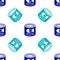 Blue Canned fish icon isolated seamless pattern on white background. Vector