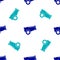 Blue Cannon icon isolated seamless pattern on white background. Medieval weapons. Vector