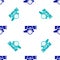 Blue Cannon icon isolated seamless pattern on white background. Vector