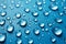 Blue canvas adorned raindrops create an artistic display backdrop