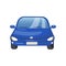 Blue car front view, auto insurance concept cartoon vector Illustration